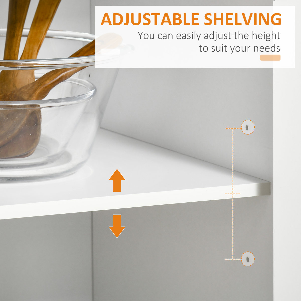Versatile White Rolling Kitchen Cart with Adjustable Shelves & Spacious Storage