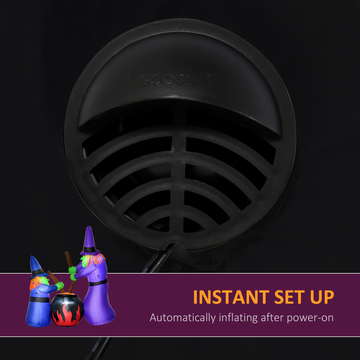 1.8m Inflatable Halloween Witches Around a Glowing Black Cauldron with LEDs