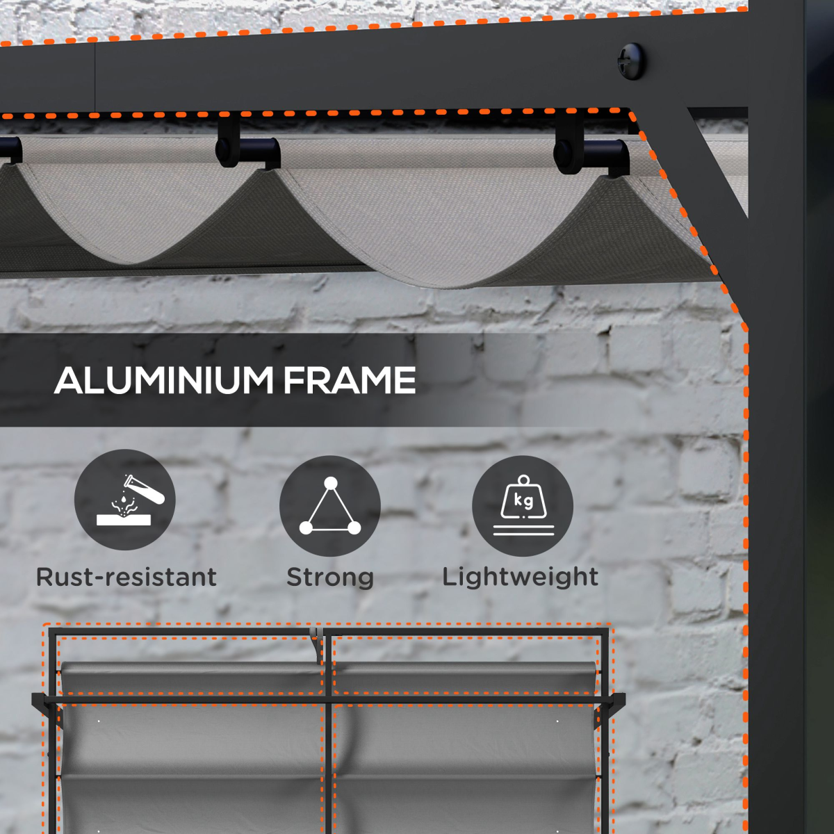 3x3m Retractable Roof Pergola - Aluminium Grey