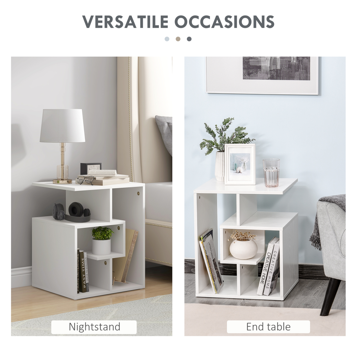 Modern 3-Tier Side Table with Open Shelves - Versatile Storage Solution