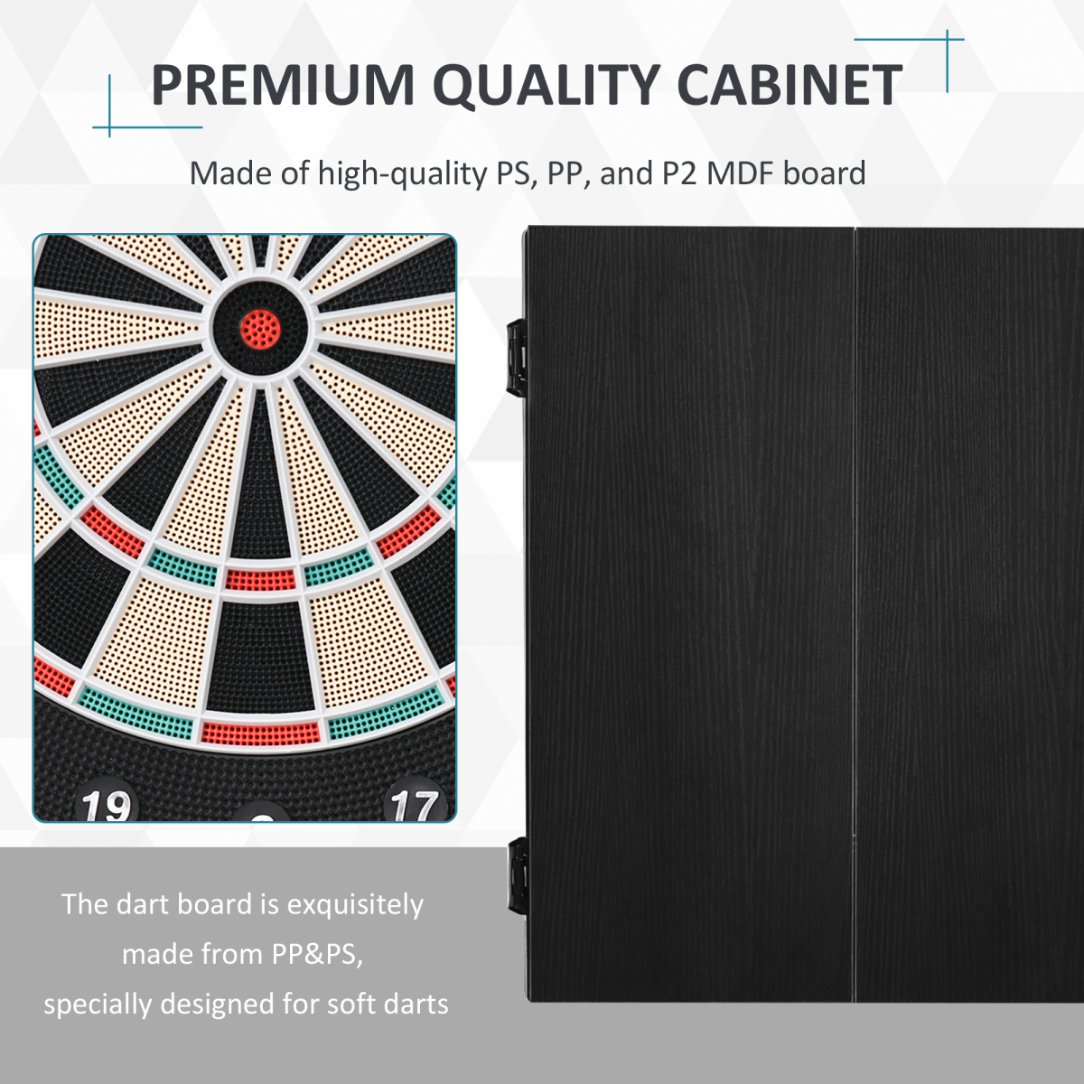 LED Dartboard with Digital Scoreboard, 27 Games, Cabinet & Storage