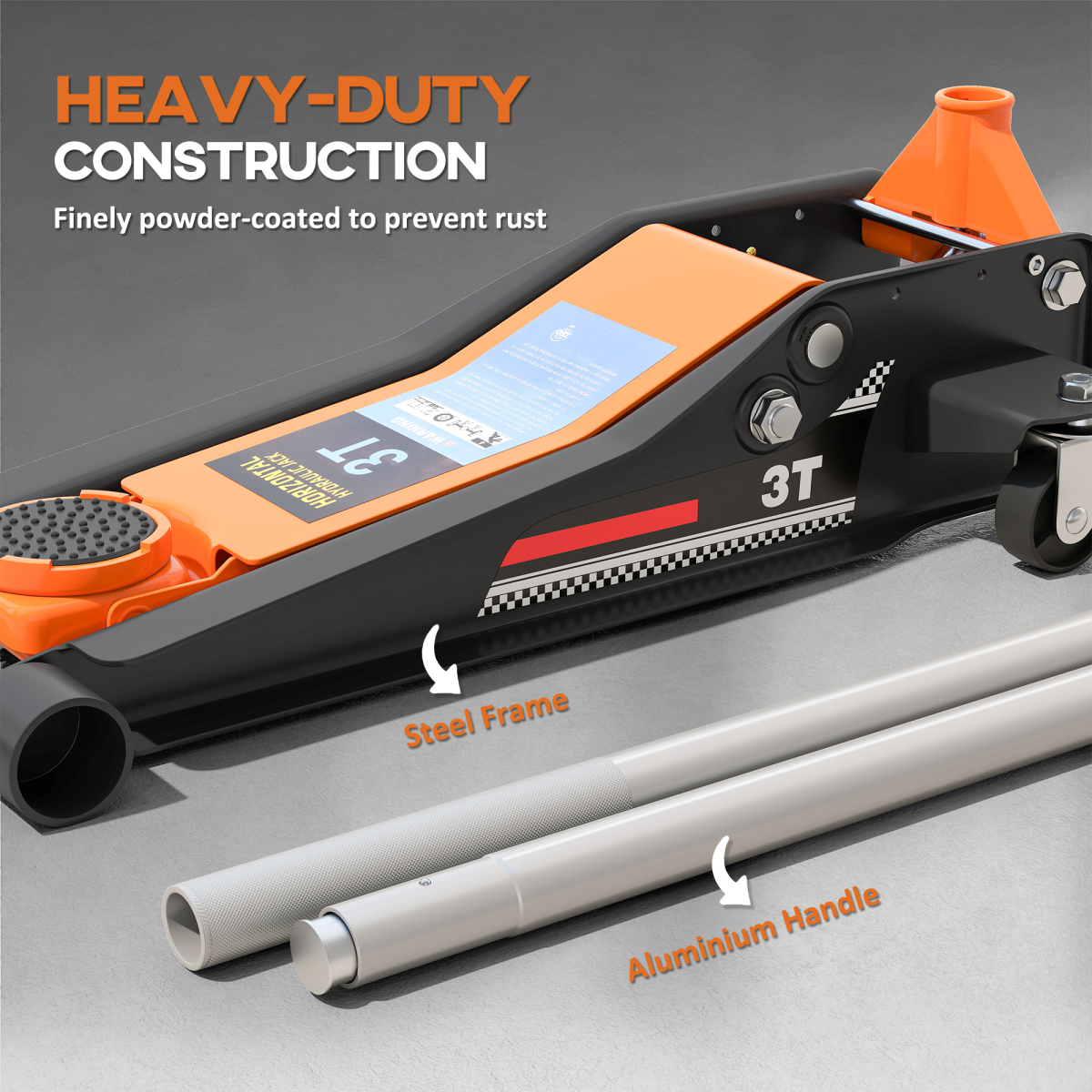 3 Ton Low Profile Hydraulic Trolley Jack - Lifts 7.5-50.5 cm!