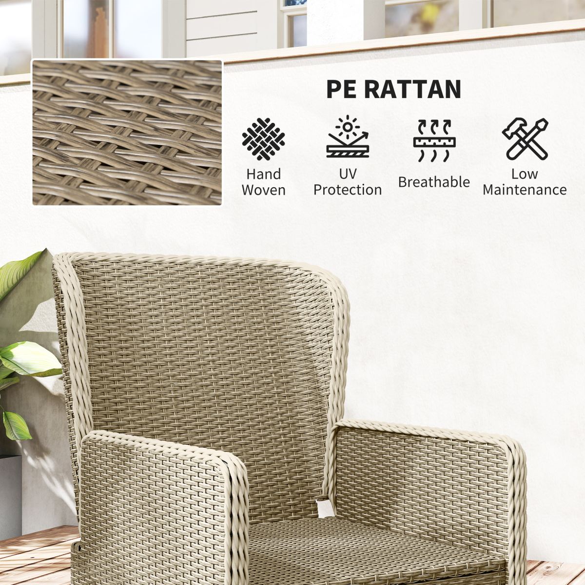 Light Grey Rattan 5-Piece Garden Lounge Set with Reclining Armchairs