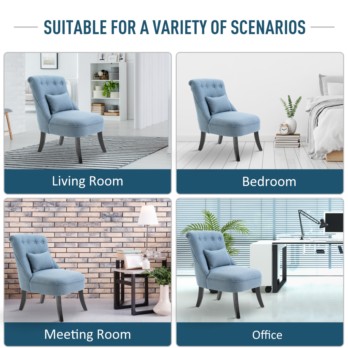 Fabric Upholstered Dining Chair with Pillow, Solid Wood Legs for Living Room