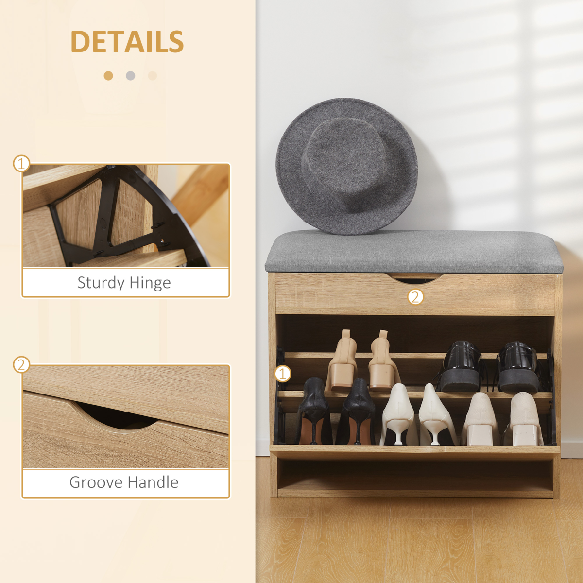 Stylish Shoe Bench with Cushion & Storage - Perfect for Entryways!