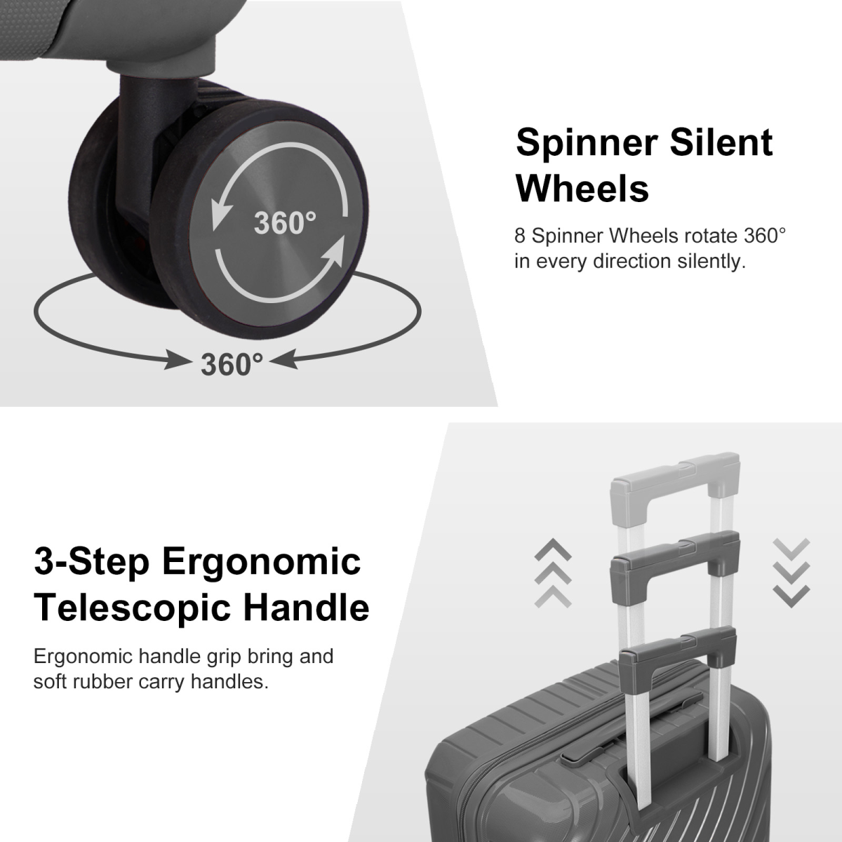 Iron Telescopic 4-Piece Luggage Set: Stylish Dark Gray with Travel Essentials