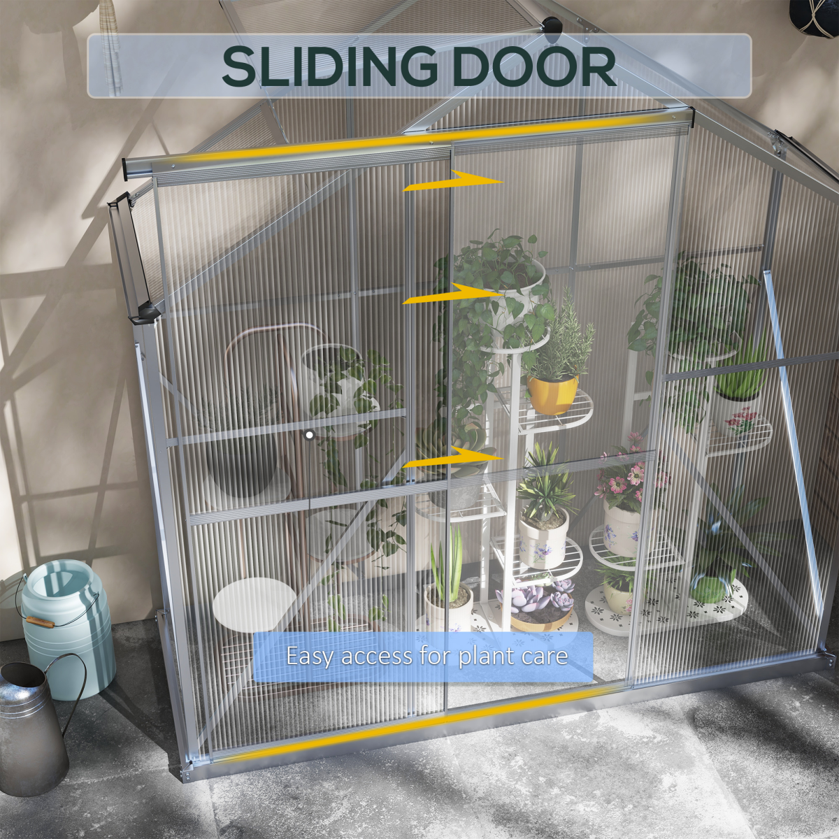 6x2.5ft Polycarbonate Greenhouse - Aluminium Frame, Silver