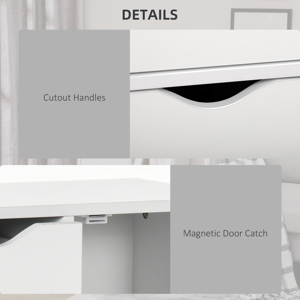 Ultimate Modern White Storage Cabinet: 4 Drawers & 1 Shelf for Clutter-Free Living