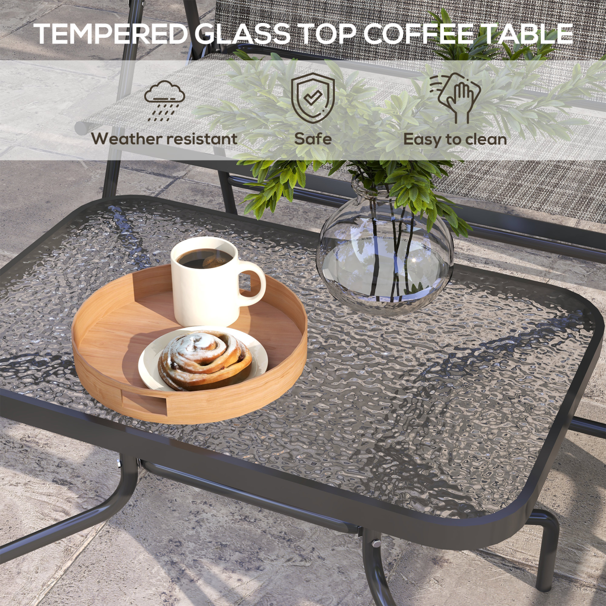4-Piece Patio Set: Table, 2 Foldable Chairs & Loveseat