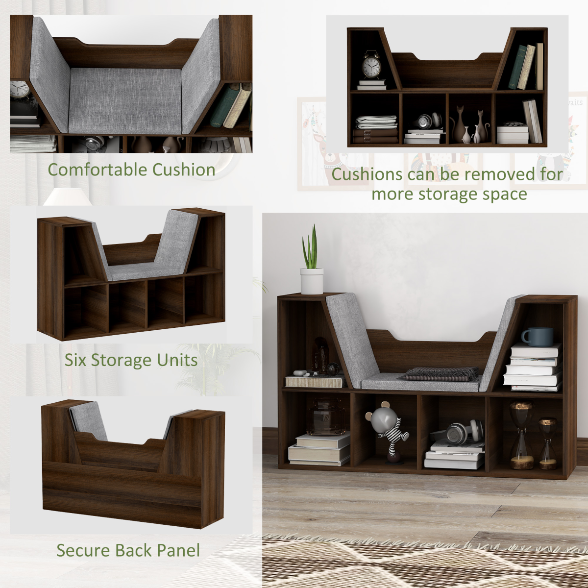 Cube Bookshelf & Reading Seat: Stylish Organizer with 6 Storage Cubes