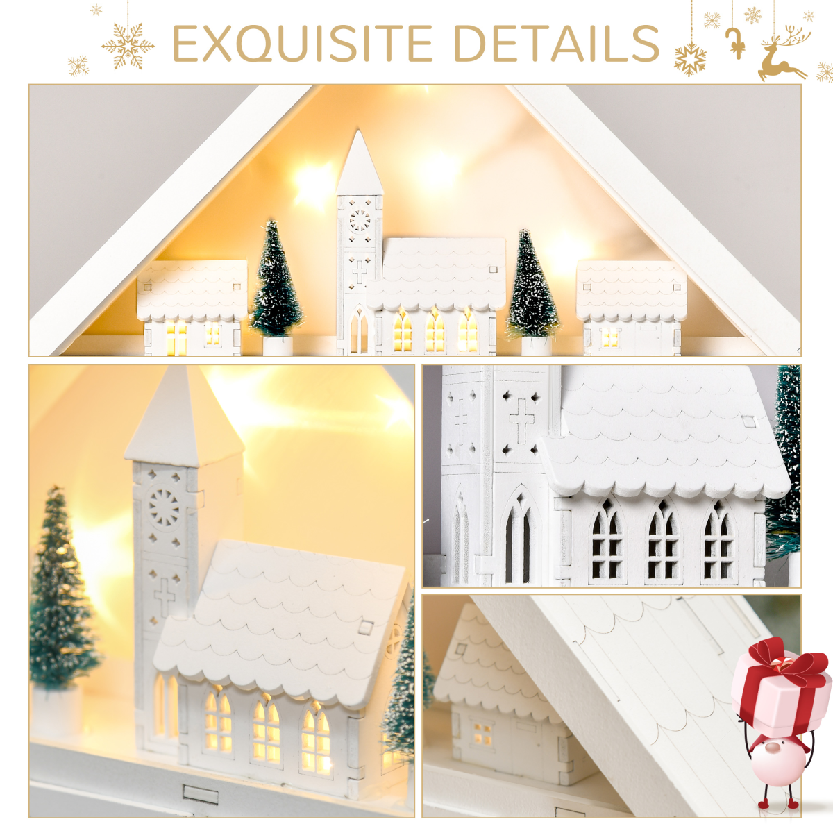 Wooden 24-Drawer Advent Calendar with LED Light-Up, White