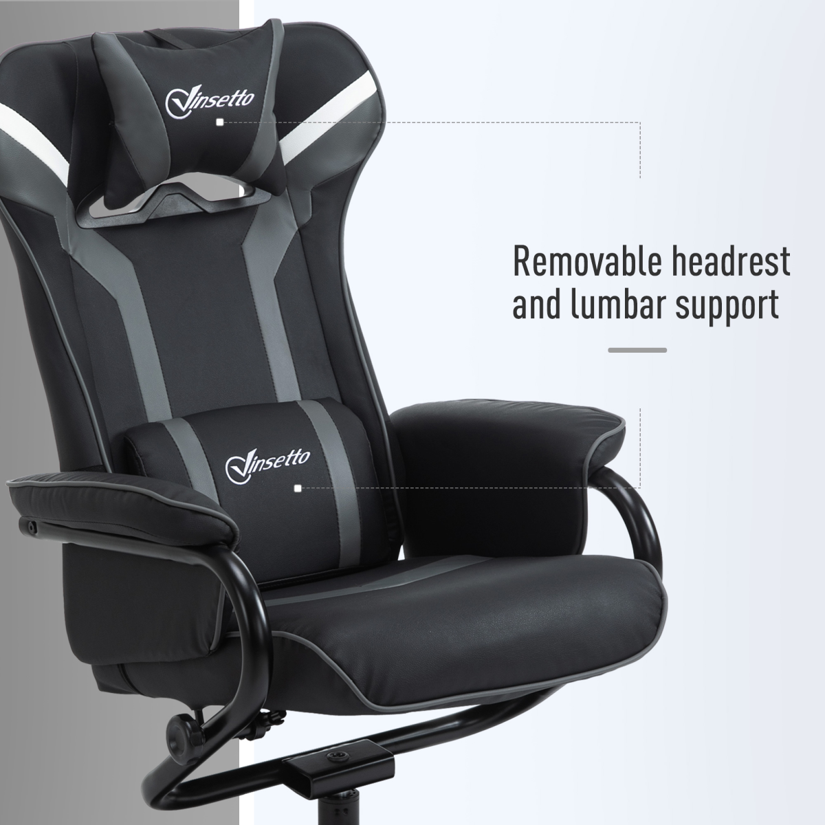 Racing-Style Gaming Chair with Footrest & Pedestal Base Deep Grey