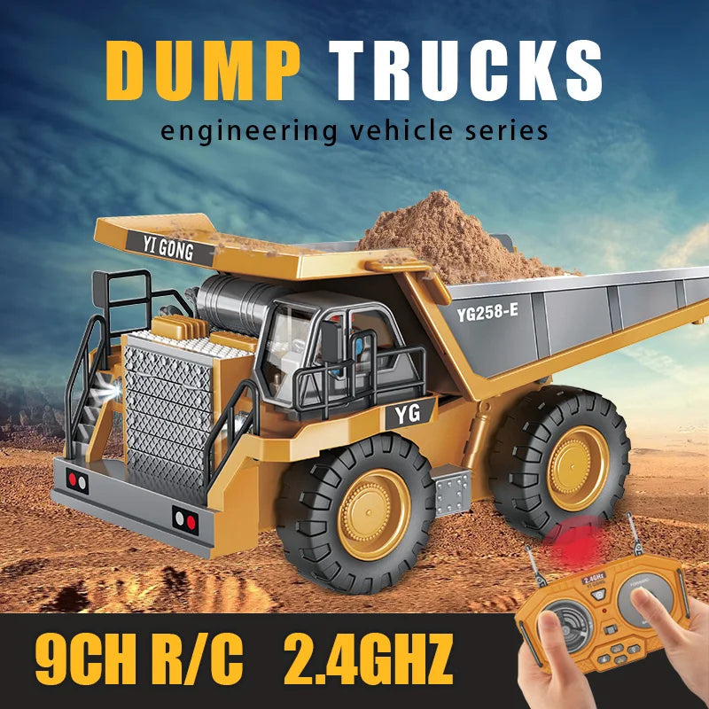 1:24 Scale 9CH Remote Control Alloy Dump Truck - Heavy Excavator Fun!