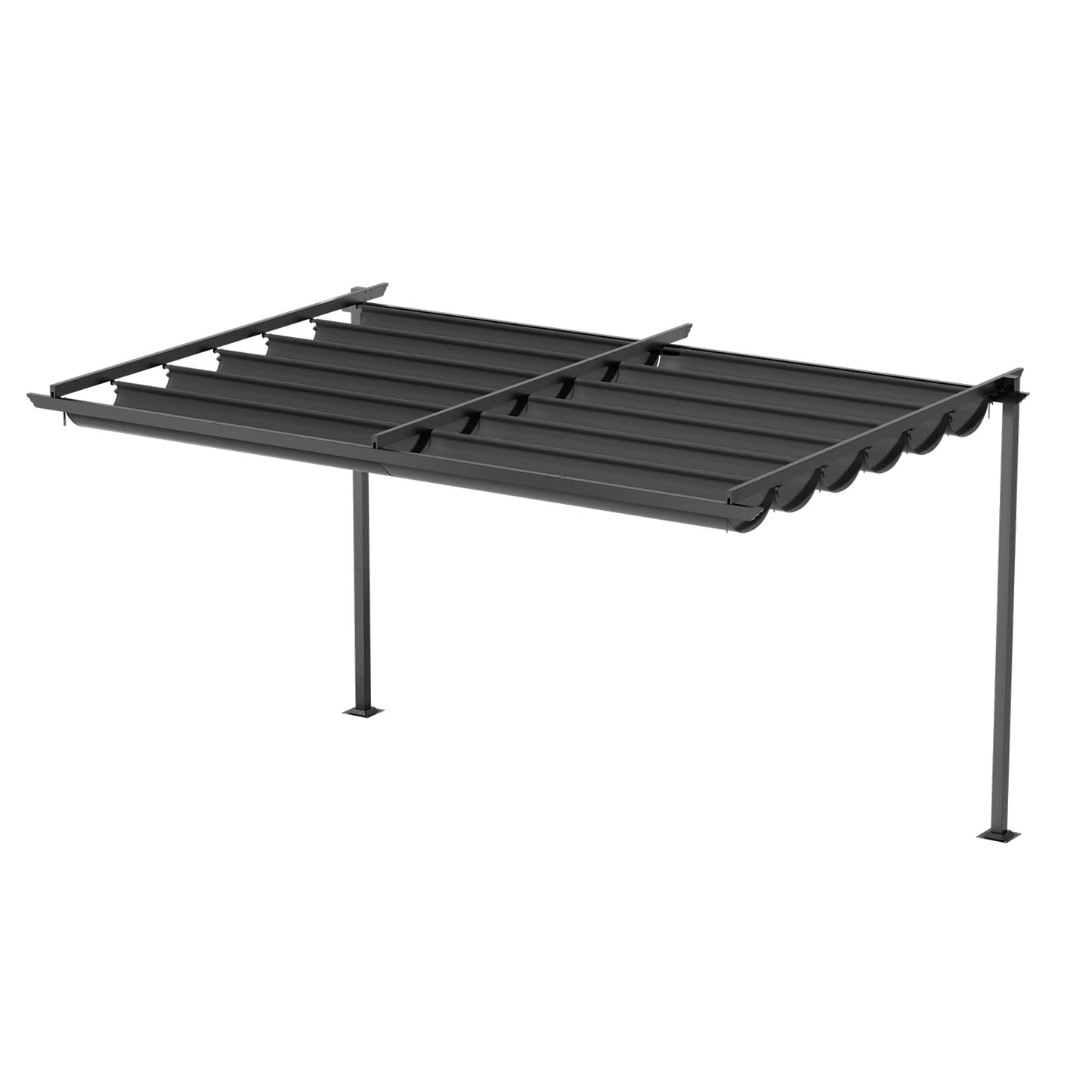 Outdoor Lean to Pergola with Canopy, 10 X 10FT & 10 X 13FT
