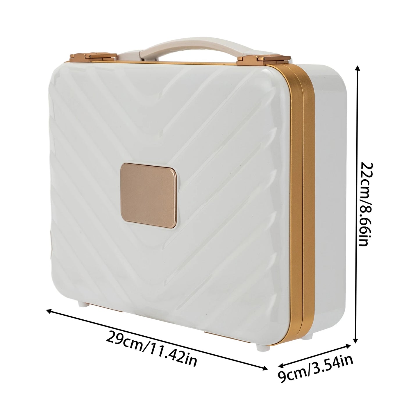 Travel Makeup Case with LED Mirror, Comfortable Handle, Portable Battery Powered Makeup Storage Box