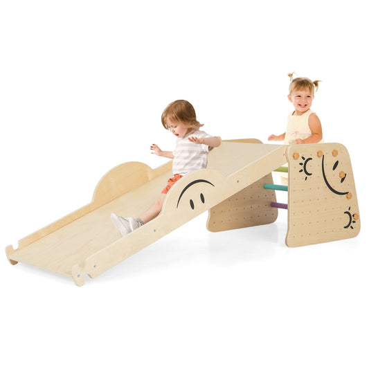 Indoor Climbing Toys for Kids Wooden Climber Set with Step Stool
