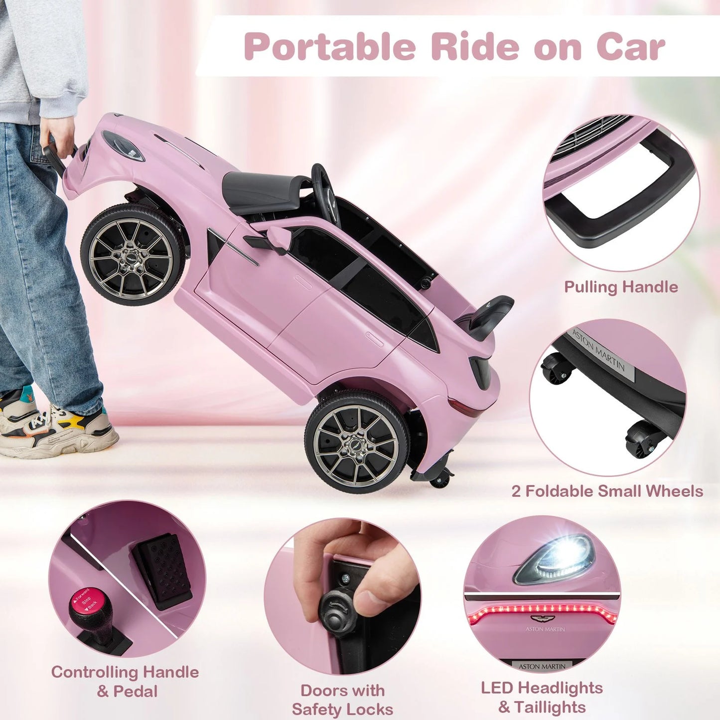 12V Kids Ride on Vehicle Aston Martin Licensed with Horn and Taillights