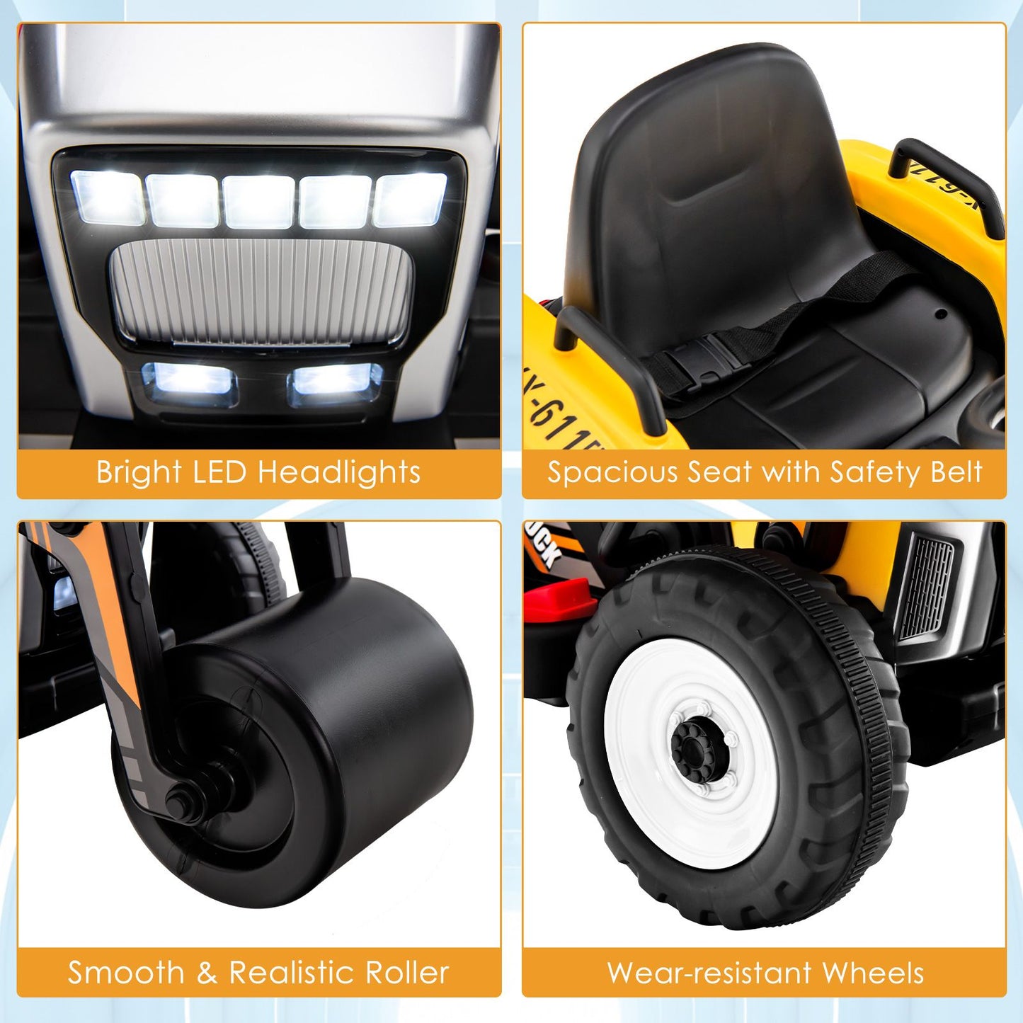 12V Battery Powered Kids Ride on Road Roller with 2.4G Remote Control