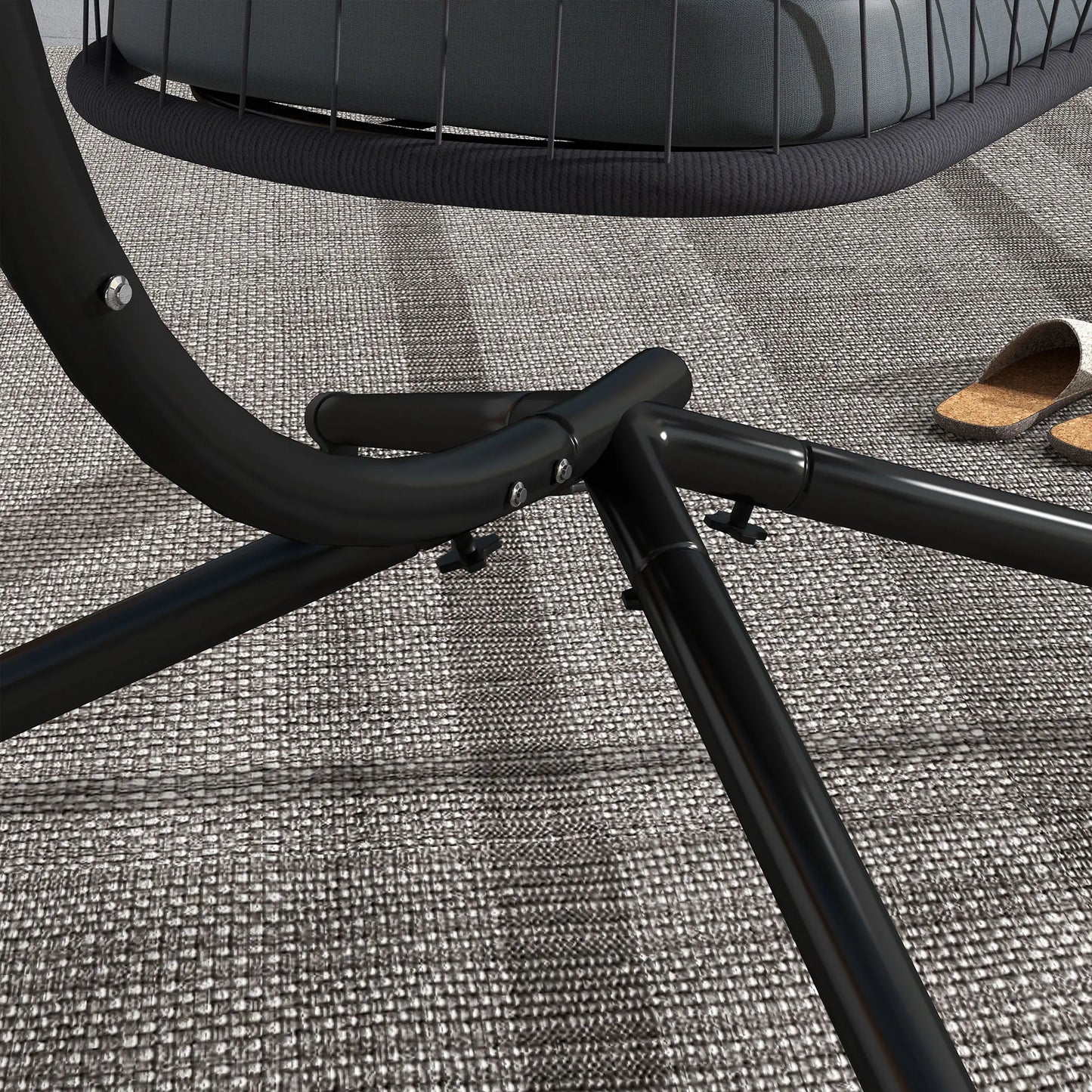 PE Hanging Swing Chair W/ Cushion, Patio Hanging Chair, Grey