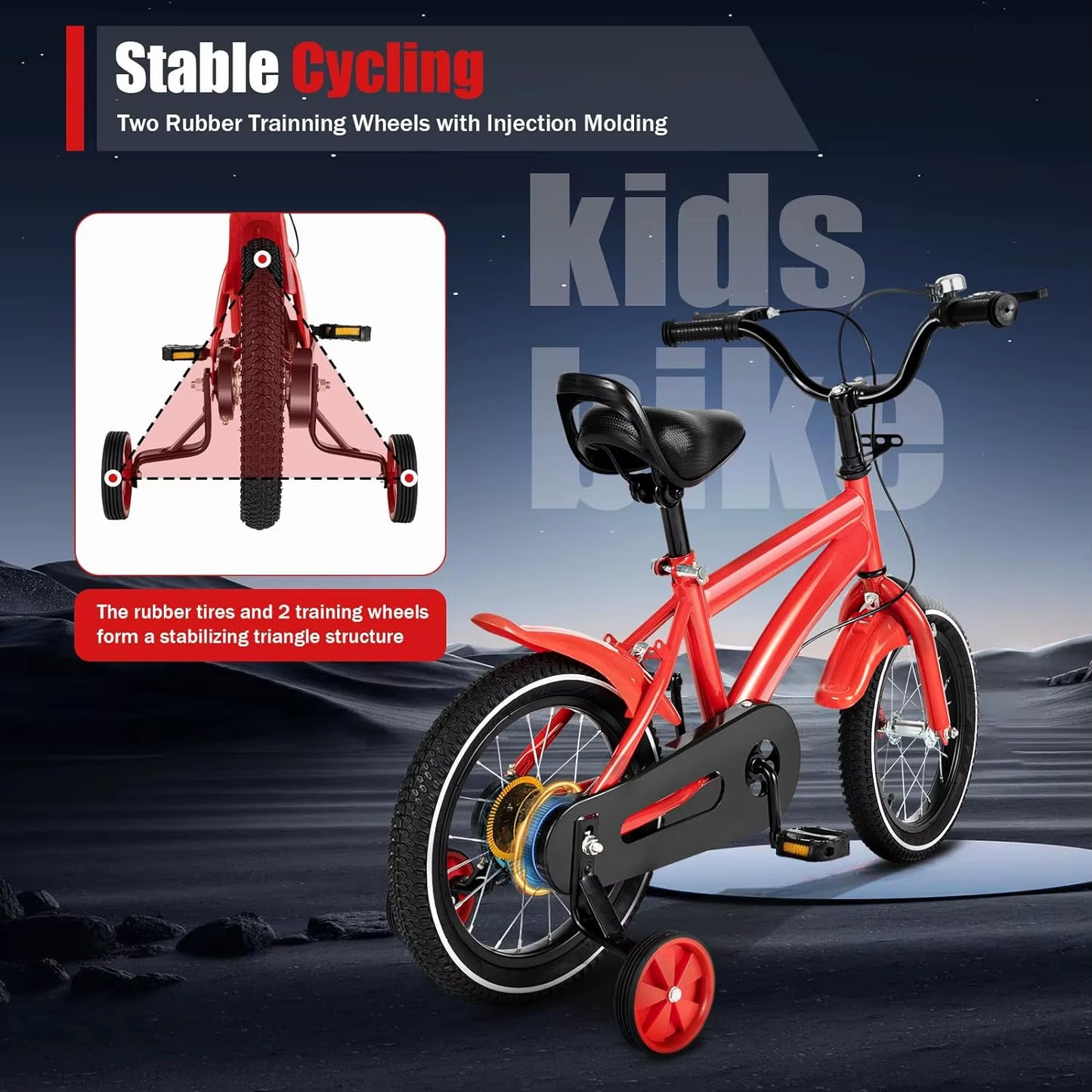 14 Inch Kids Bikes with Training Wheels High Carbon Steel Bicycle for Ages 3-6 Years