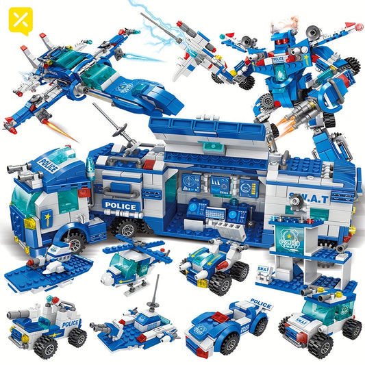 700pcs Department Car Building Blocks, City Patrol Police Toy, Vehicle Truck Action Figures Brick Toys For Children