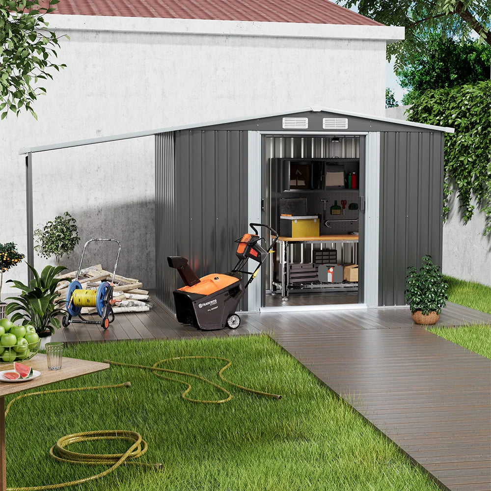 4X8 Ft Spire Top Tool Room with Shed Outdoor Metal Storage Shed 