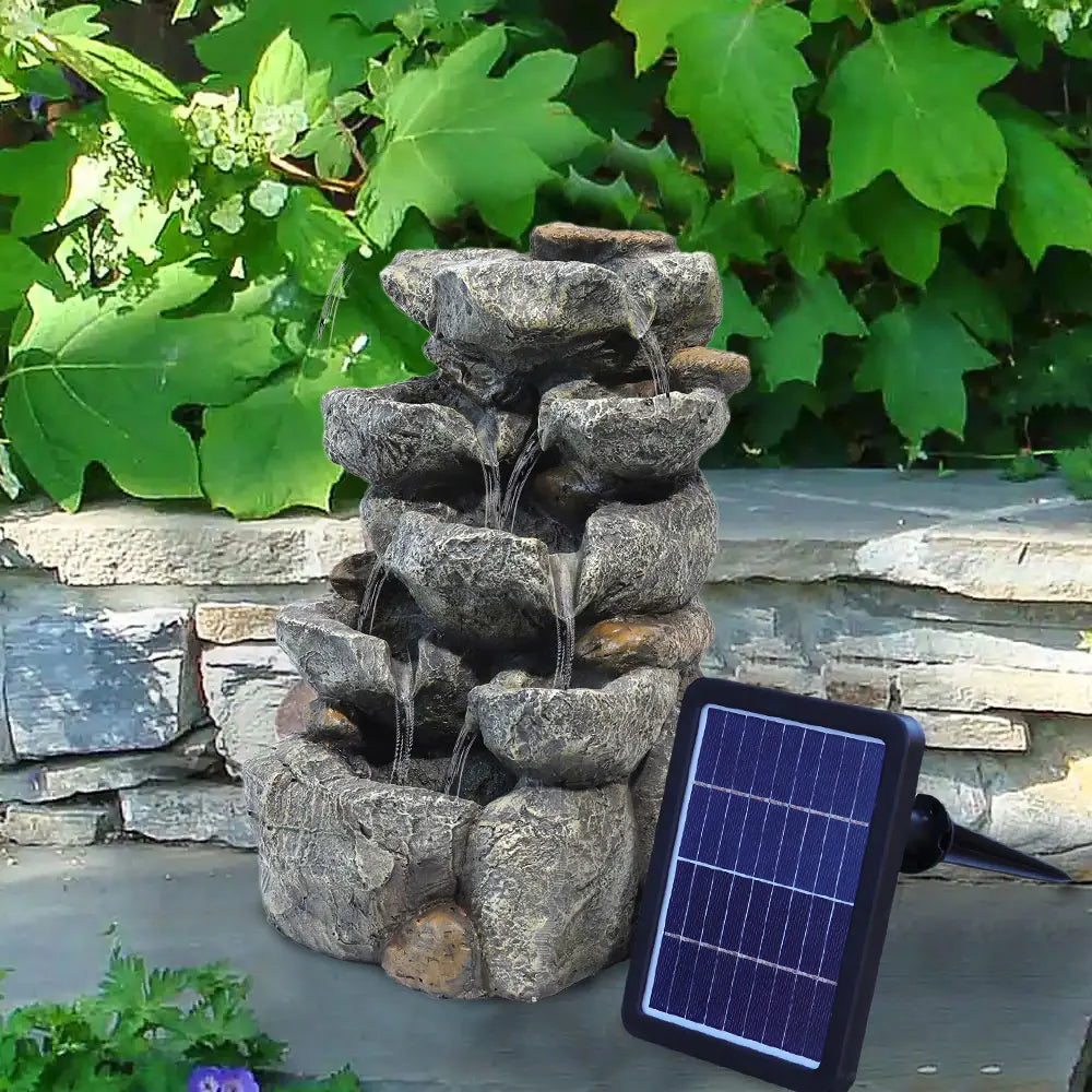 Outdoor LED Waterfall Fountain and Rockery Decor for Garden Enhancement