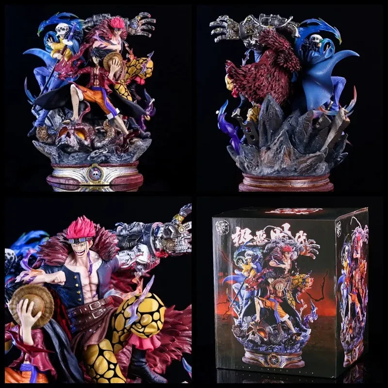 One Piece Lx Three Captain'S Handmade 20Cm Action Figure Supernova Ghost Island Battle Luffy Kidro Navigation Model Ornament