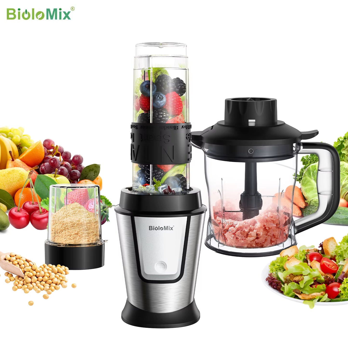 Versatile 3-in-1 Food Processor: 700W Portable Juicer, Blender, and Grinder for Smoothies and Chopping
