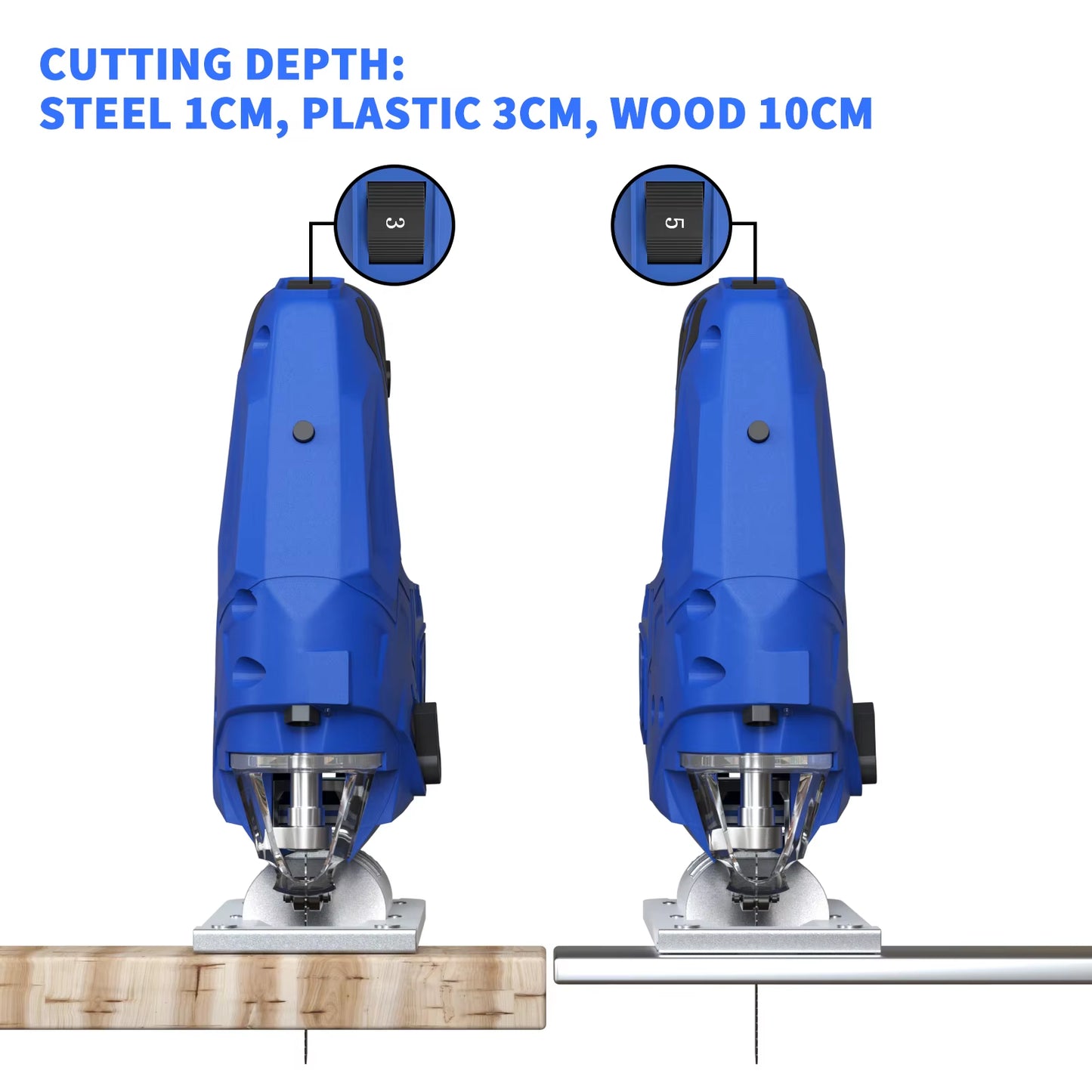 Powerful 1500W Electric Jigsaw with Laser Guide - 6 Speed Settings, Cuts 100mm Wood & 10mm Metal at 45° Angle!