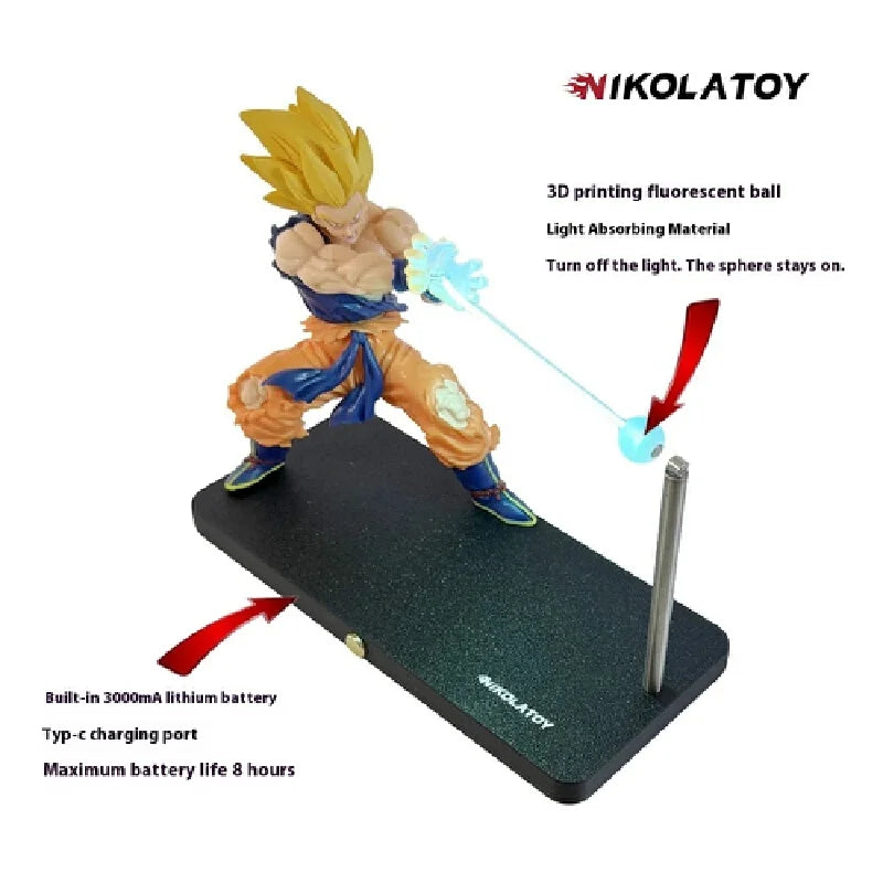 Nikolatoy Dragon Ball Z Kakarotto Son Goku Kamehameha Wave Magnetic Light Lamp - Anime Collectible Ornament and Gift
