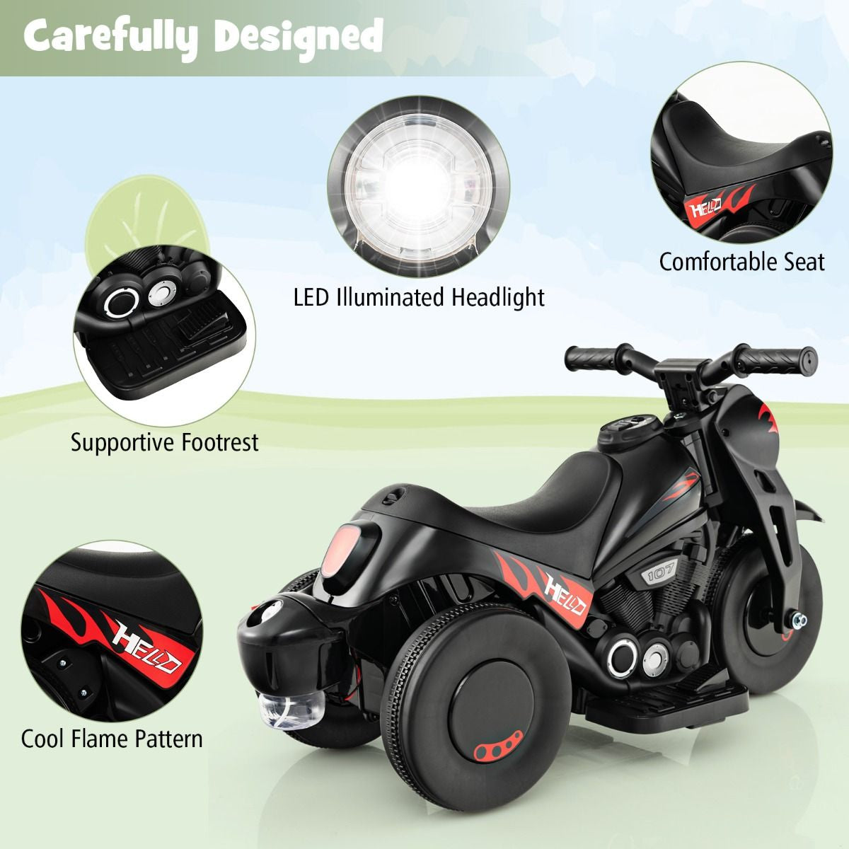 6V Electric Kid Ride on Motorcycle with Bubble Maker