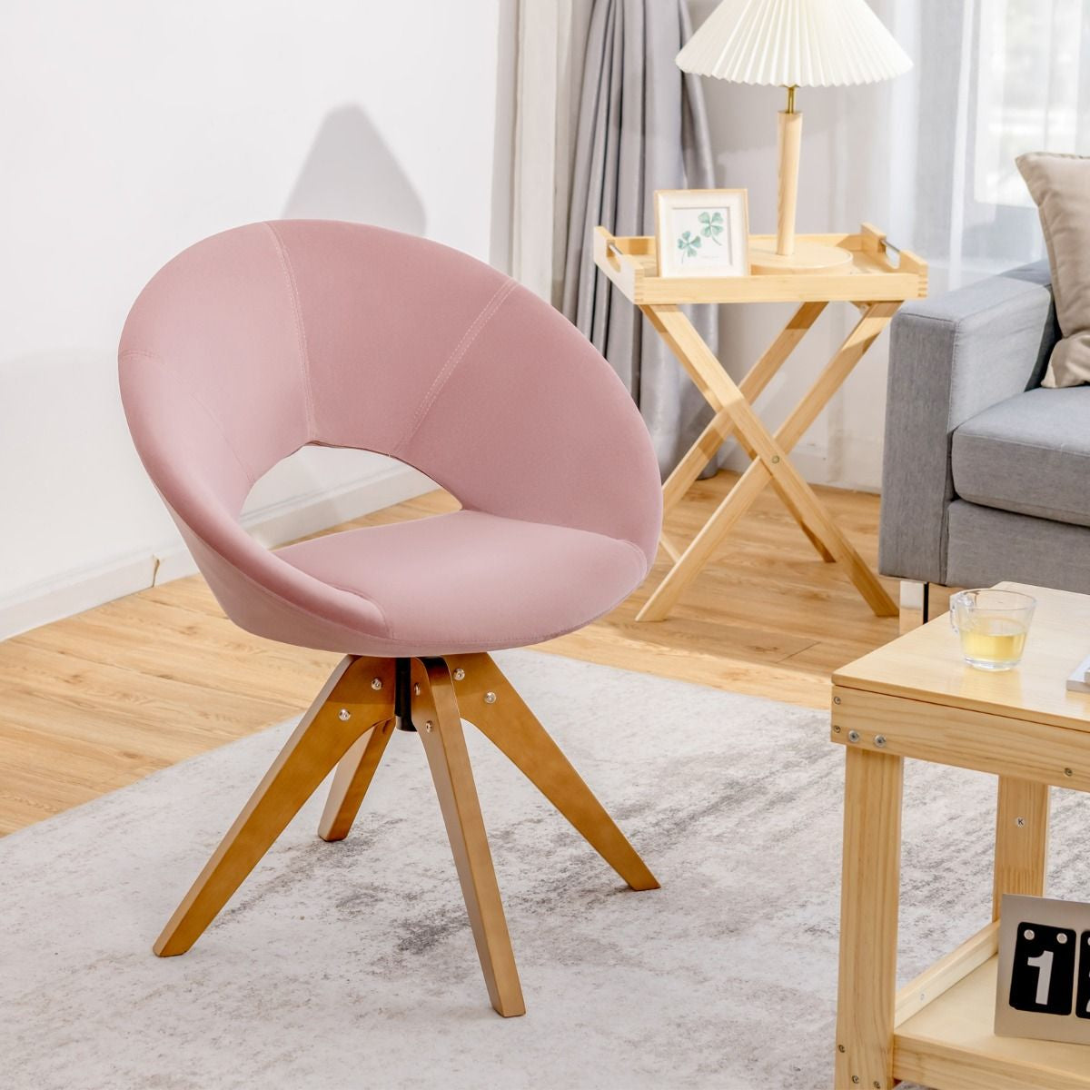 360° Swivel Velvet Accent Chair for Living Room, Bedroom and Office