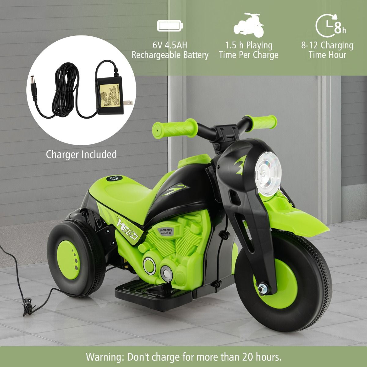 6V Electric Kid Ride on Motorcycle with Bubble Maker