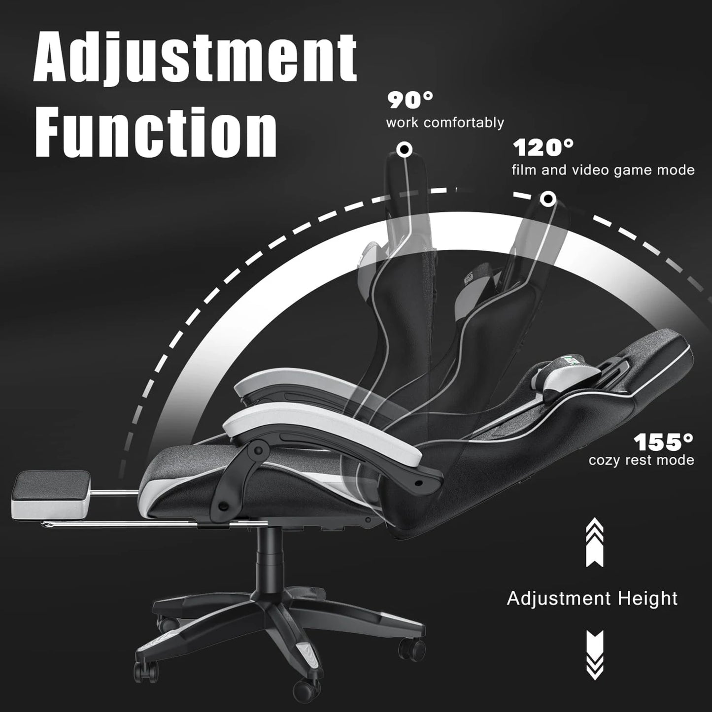 Ultimate Ergonomic Gaming Chair with Adjustable Footrest, Lumbar Support, and Headrest - Perfect for Long Hours of Comfort!