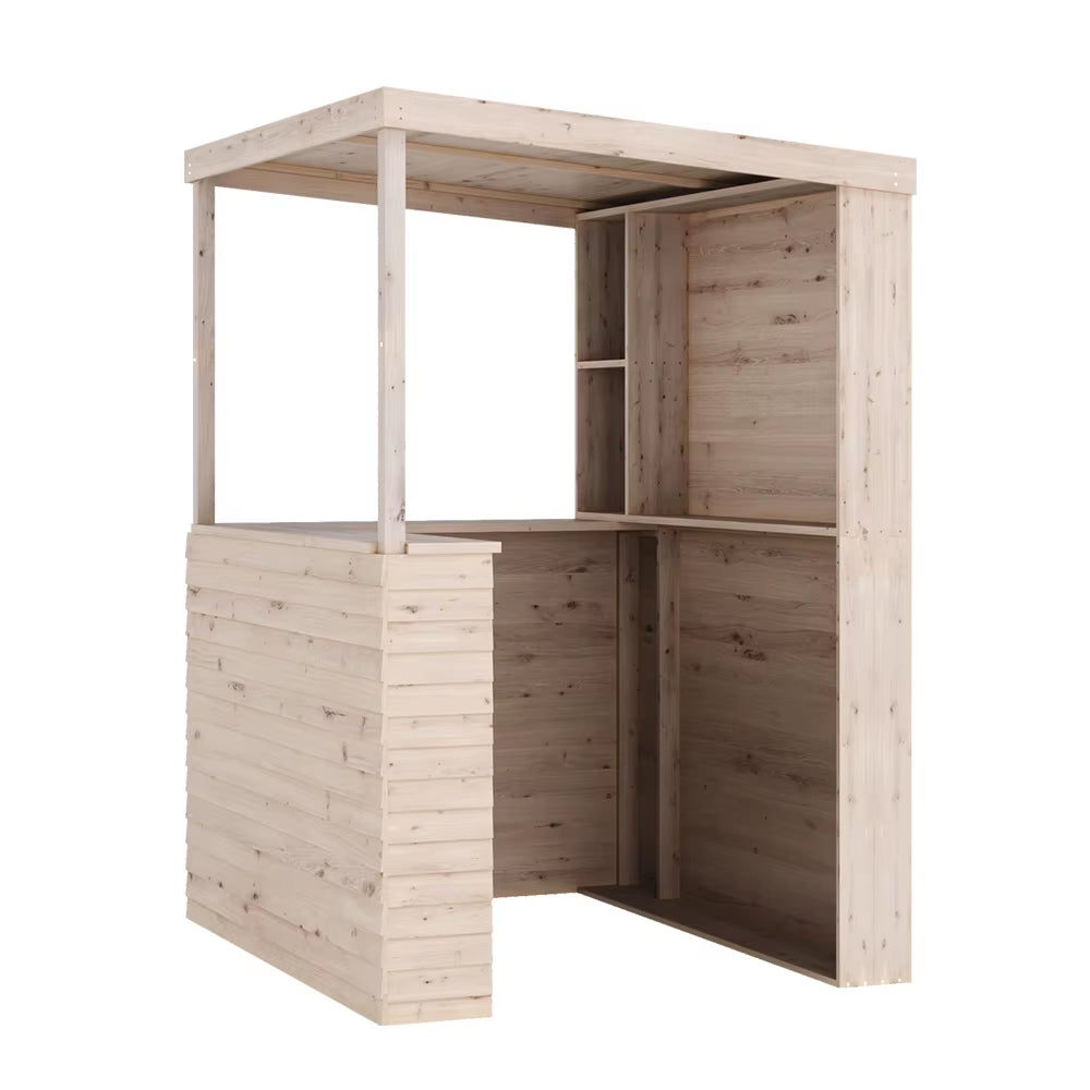 Outdoor Solid Wood Garden Bar Outdoor Furniture, 140Cm W X 160Cm D X 213Cm H