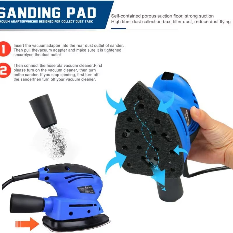 130W Detail Sander Handheld Electric Sander Palm Sander Mouse Sander Small Sanding Machine 