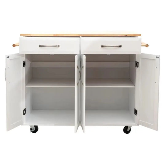 2 Drawers Kitchen Mobile Trolley Storage Cabinet,White