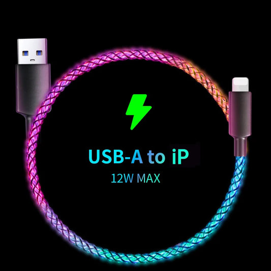 Fast Charging RGB Cable 100W Breathing Light 66W Type C USB C Data Cable f