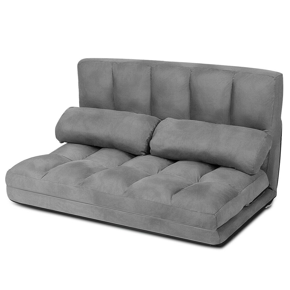 2 in 1 Folding Floor Lazy Sofa Bed with 6 Adjustable Seat Positions and 2 Pillows