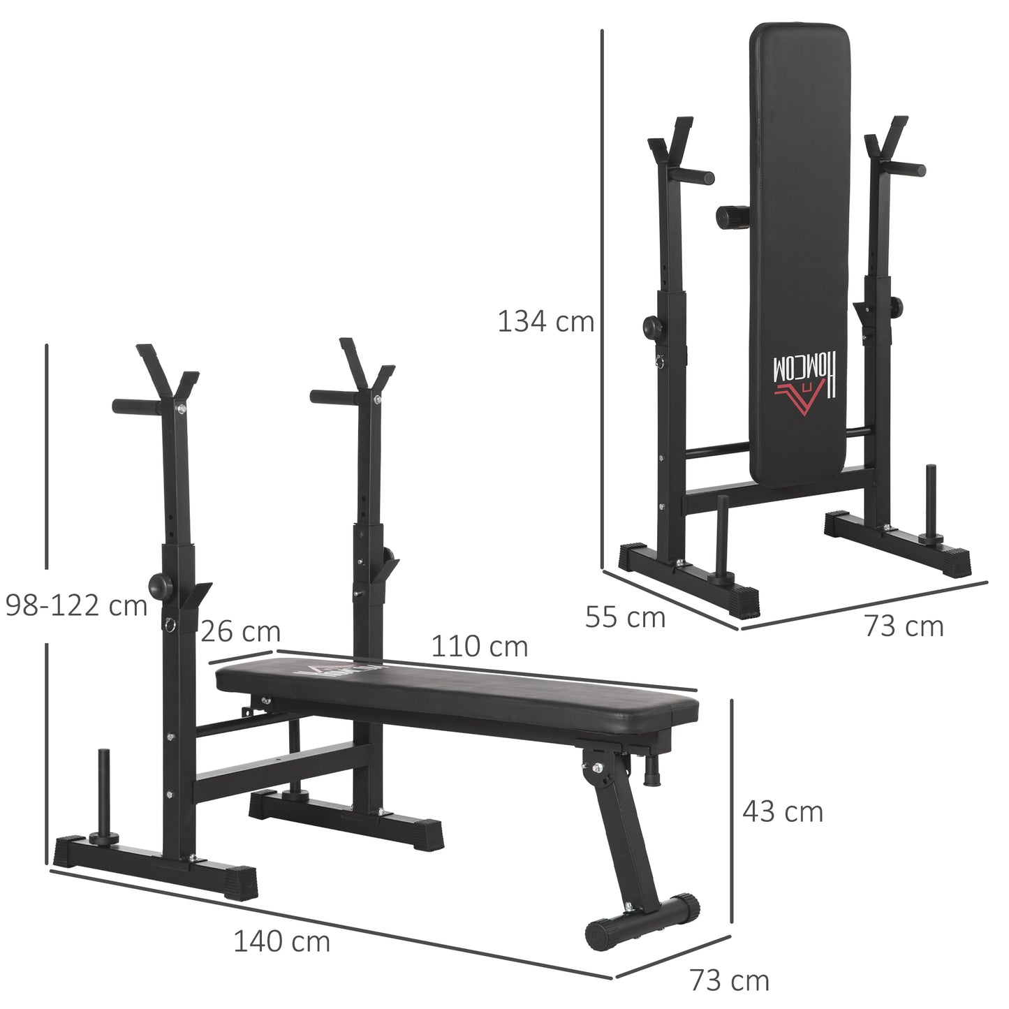 Foldable Adjustable Weight Bench & Barbell Rack for Ultimate Home Workouts