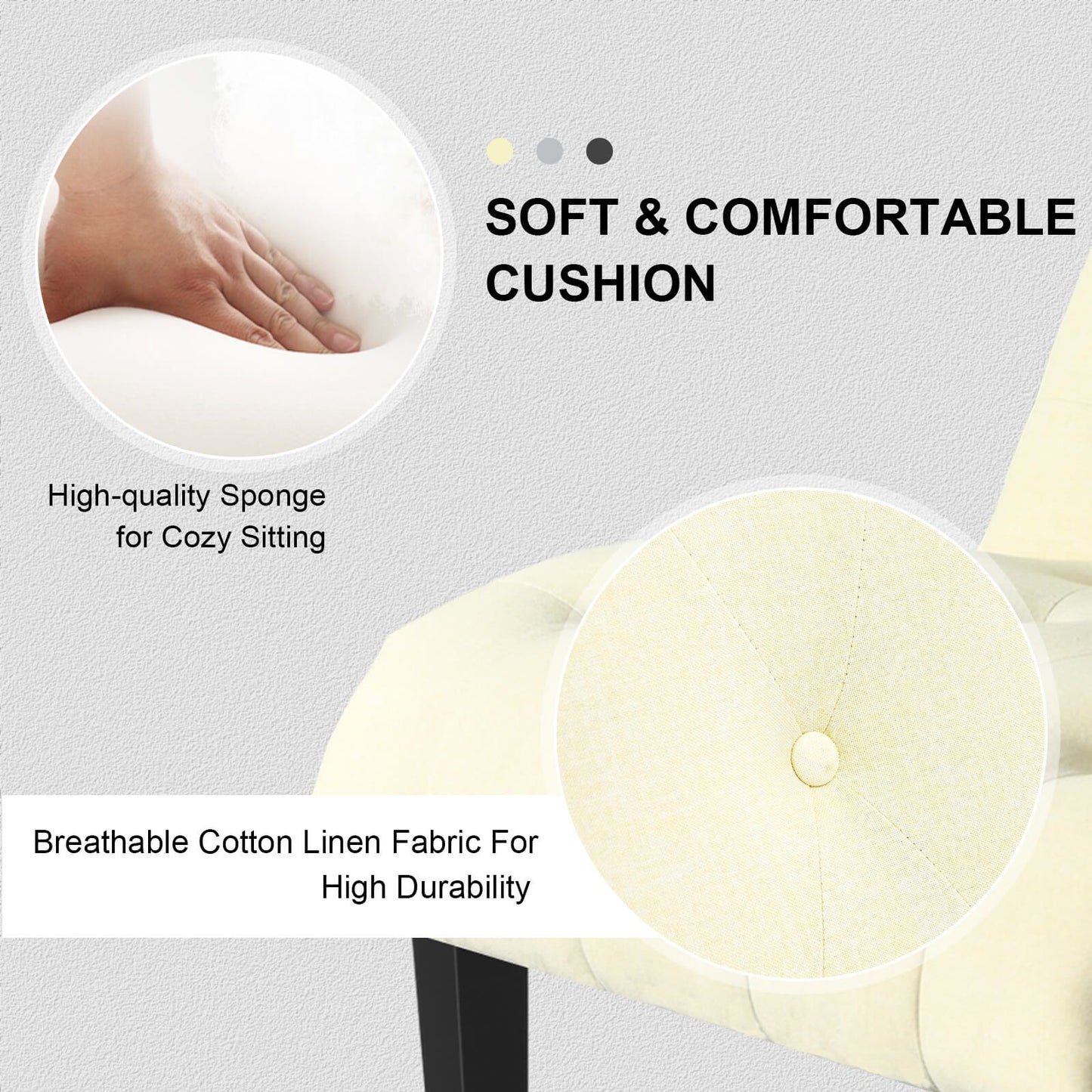 Modern Upholstered Accent Chair with Button Tufted Linen Fabric