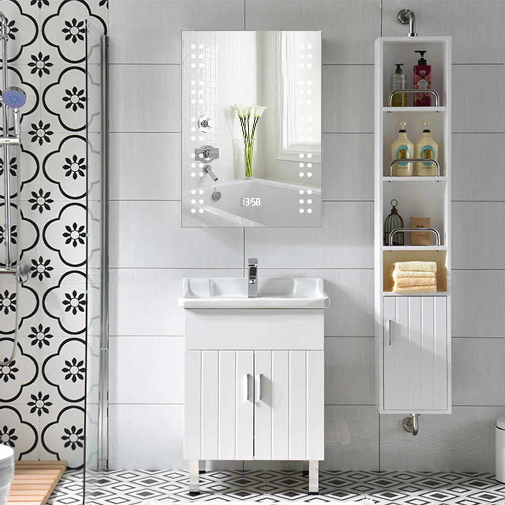 Illuminated LED Bathroom Mirror with Lights Shaver Socket Demister and Sensor Wall Mounted 700X500Mm