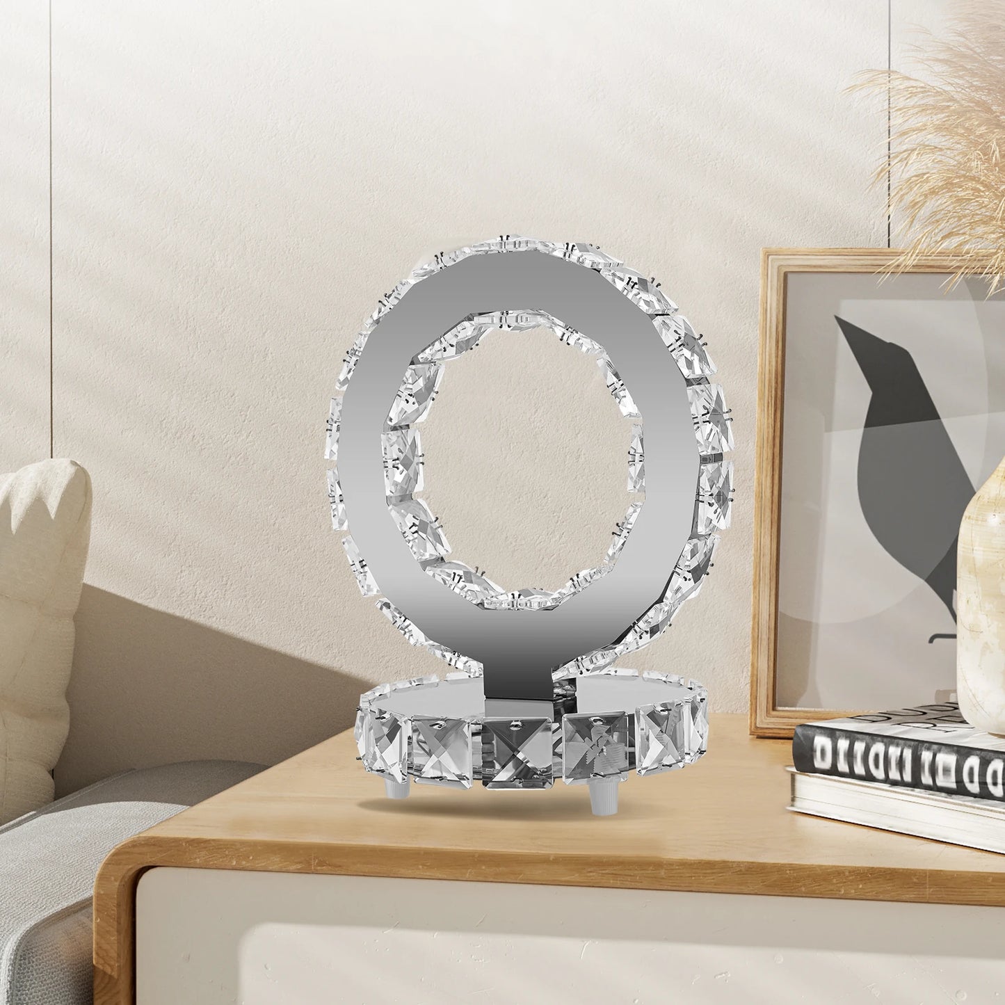 Crystal Bedside Table Lamp Cold White Light Non Adjustable 20Cm (British Standard 220V)