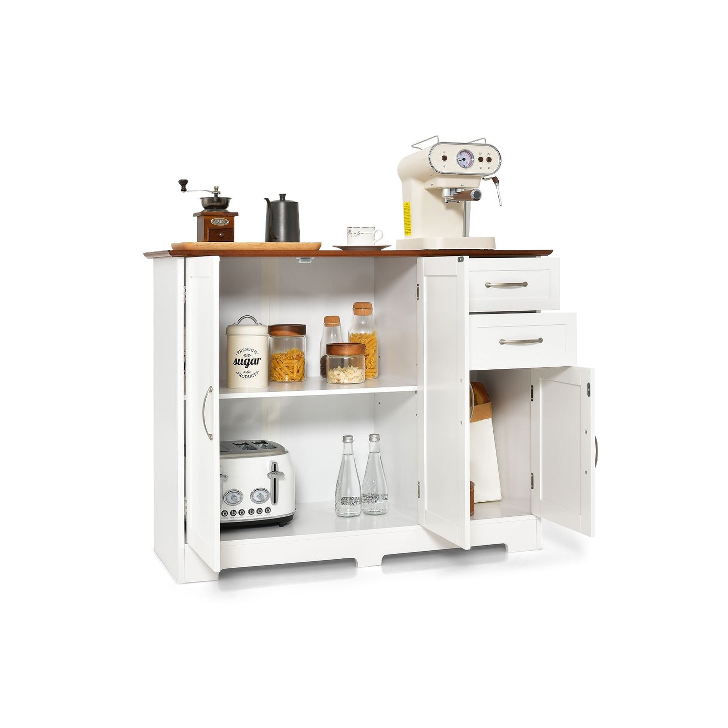 Modern Kitchen Storage Sideboard Cabinet with Adjustable Shelf and Drawers