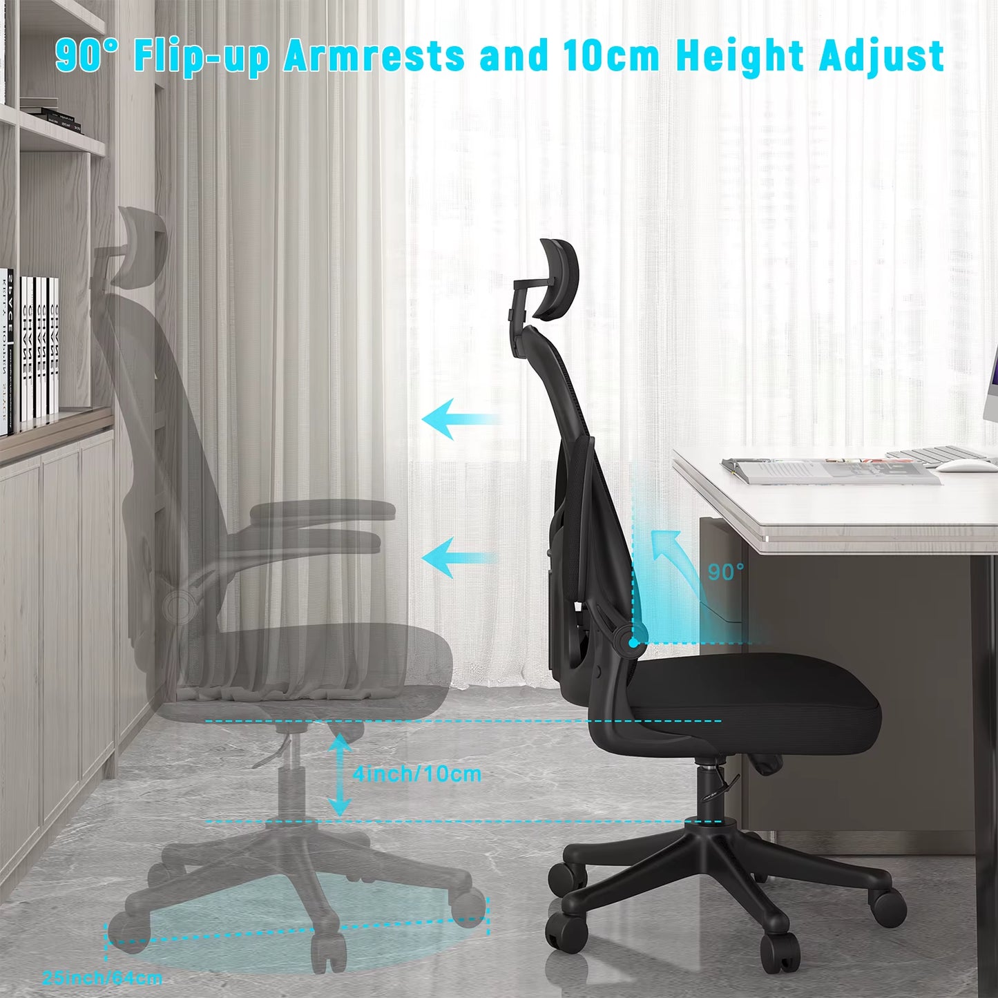 Revolutionary Ergonomic Reclining Swivel Chair - Ideal for Home Office & Gaming with Customizable Backrest and Lift Options