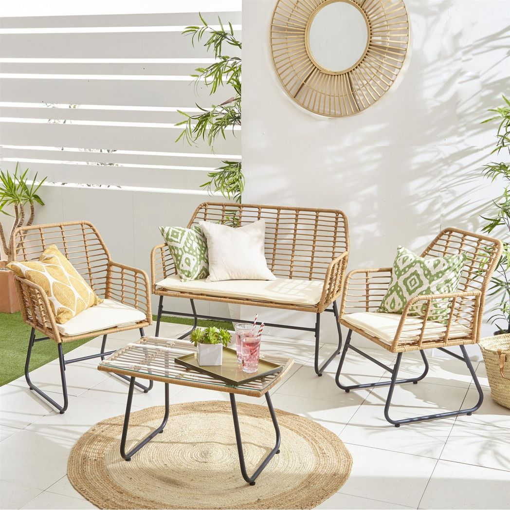 Neo Wicker 4-Piece Garden Sofa Set: Stylish Comfort for Outdoor Bliss