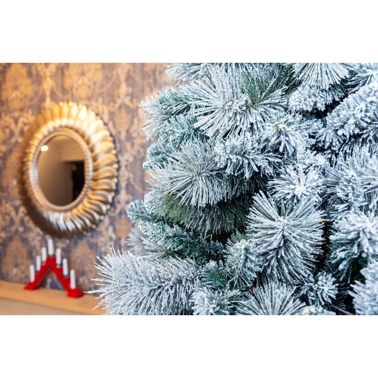 4FT-8FT Christmas Tree Green Artificial Plain Frosted Snowy Boulder Pine Helsinki Fir Tips Bushy Holiday Elegant Home Xmas Festive Decorations