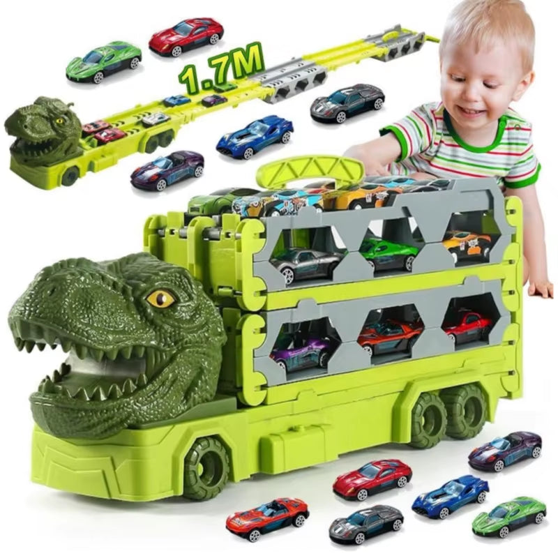 1.7M Launch Dinosaur Truck 6X Cars Toy for Kids Race Track Truck Cars Carrier Vehicles Toys Set Boys Girls Gifts