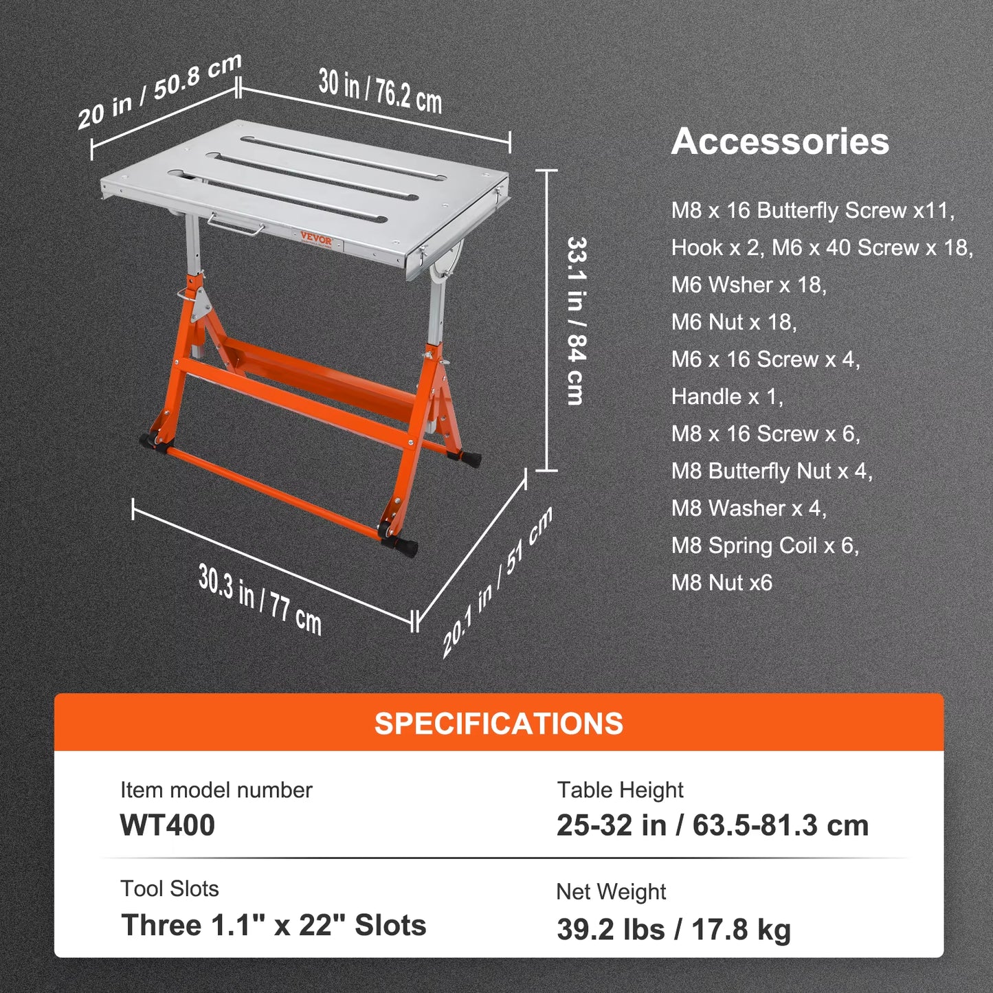 Versatile Foldable Welding Table - Adjustable Height Portable Workbench with Steel Top (18/20/24 Inch)